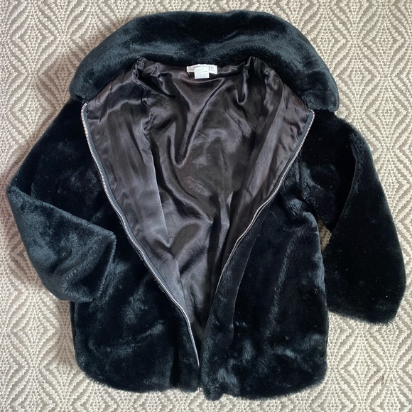 Cherokee Black Fuzzy Women Jacket Coat, Size Large 10/12 - Picture 2 of 5